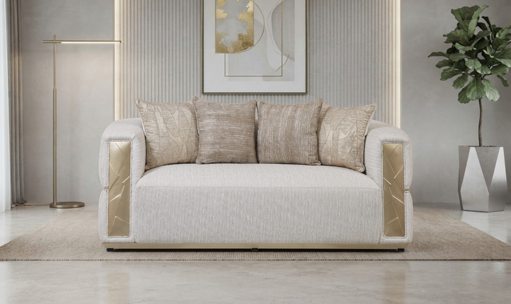 Klaussner Atlas Fabric Classic Loveseat in Champagne Gold-JenniferFurniture