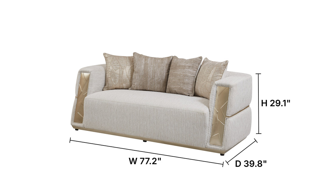 Klaussner Atlas Fabric Classic Loveseat in Champagne Gold-JenniferFurniture