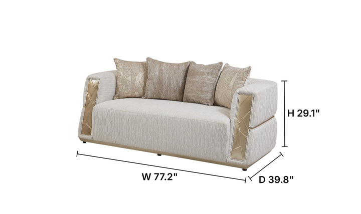Klaussner Atlas Fabric Classic Loveseat in Champagne Gold-JenniferFurniture