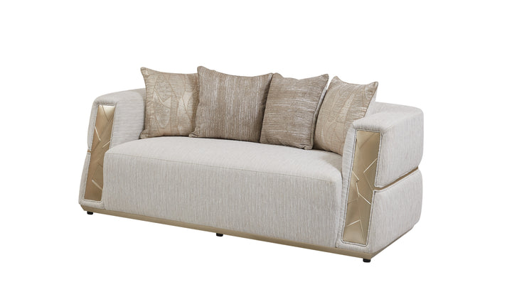 Klaussner Atlas Fabric Classic Loveseat in Champagne Gold-JenniferFurniture