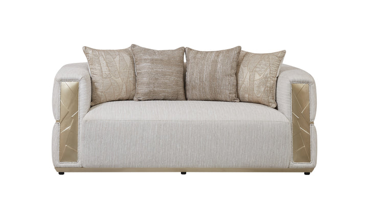 Klaussner Atlas Fabric Classic Loveseat in Champagne Gold-JenniferFurniture