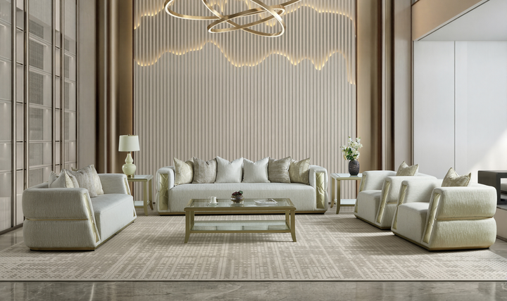 Klaussner Atlas luxurious 4-Piece Living Room Set In Champagne Gold-Jennifer furniture