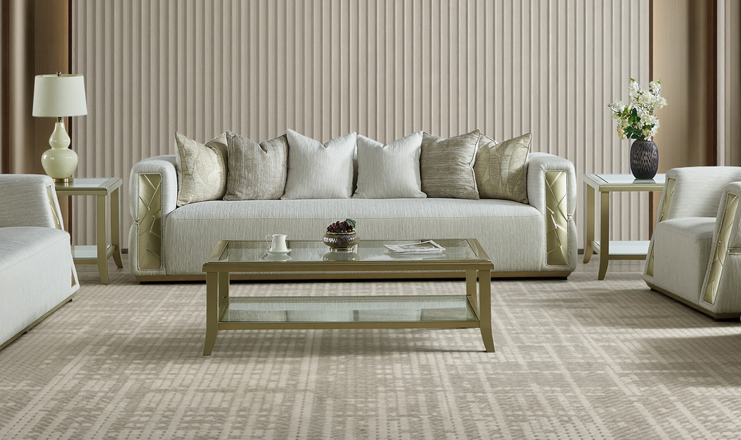 Klaussner Atlas luxurious 4-Piece Living Room Set In Champagne Gold-Jennifer furniture