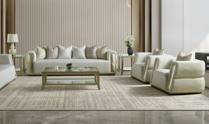 Klaussner Atlas luxurious 4-Piece Living Room Set In Champagne Gold-Jennifer furniture