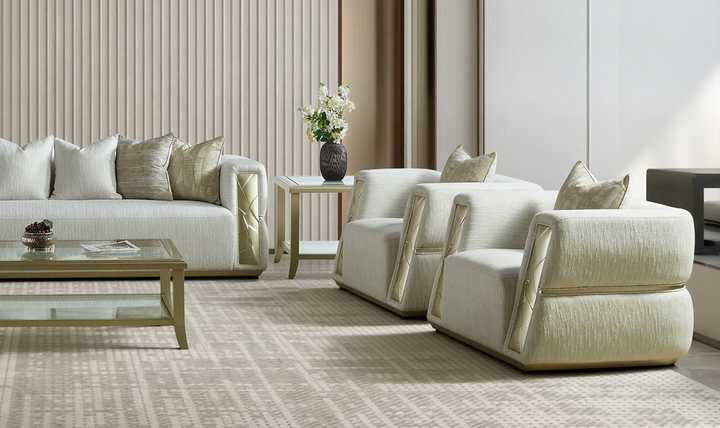 Klaussner Atlas luxurious 4-Piece Living Room Set In Champagne Gold-Jennifer furniture