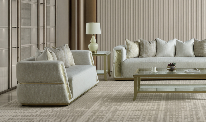 Klaussner Atlas luxurious 4-Piece Living Room Set In Champagne Gold-Jennifer furniture