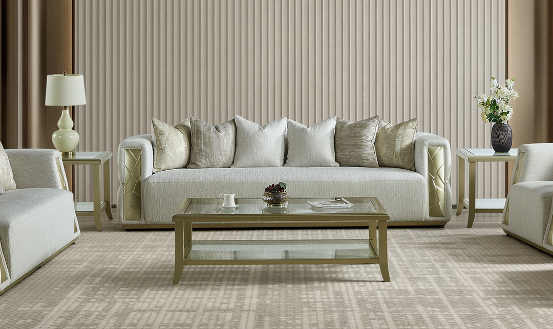 Klaussner Atlas luxurious 4-Piece Living Room Set In Champagne Gold-Jennifer furniture
