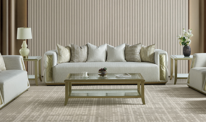 Klaussner Atlas luxurious 4-Piece Living Room Set In Champagne Gold-Jennifer furniture