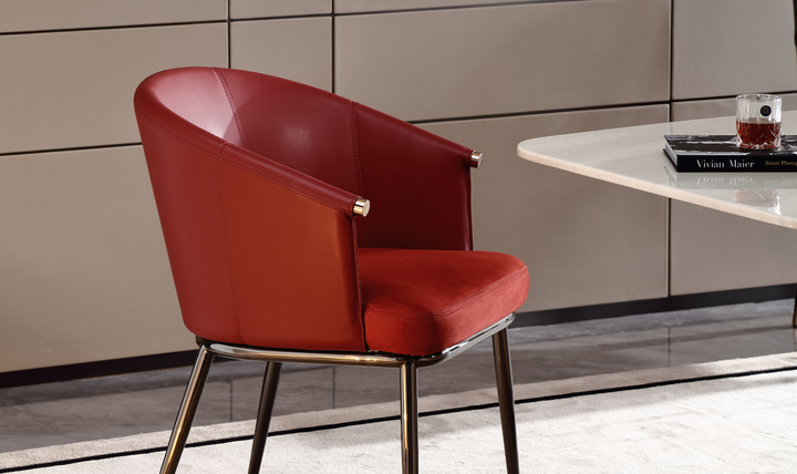 Klaussner Aureo Red Leather Dining Chair