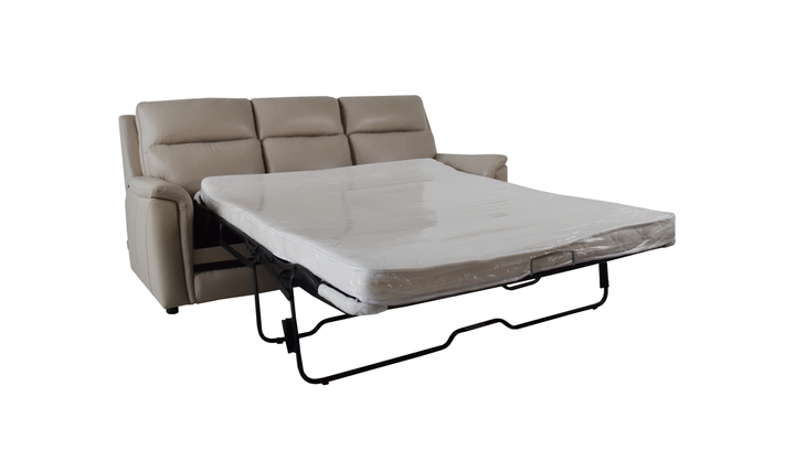 Klaussner Aven Leather Match 3 Seater Queen Sleeper Sofa in Beige
