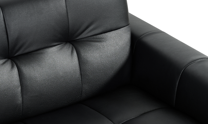 Klaussner Barrett Black Faux Leather Queen Sleeper Sofa with Padded Track Arms-Jennifer