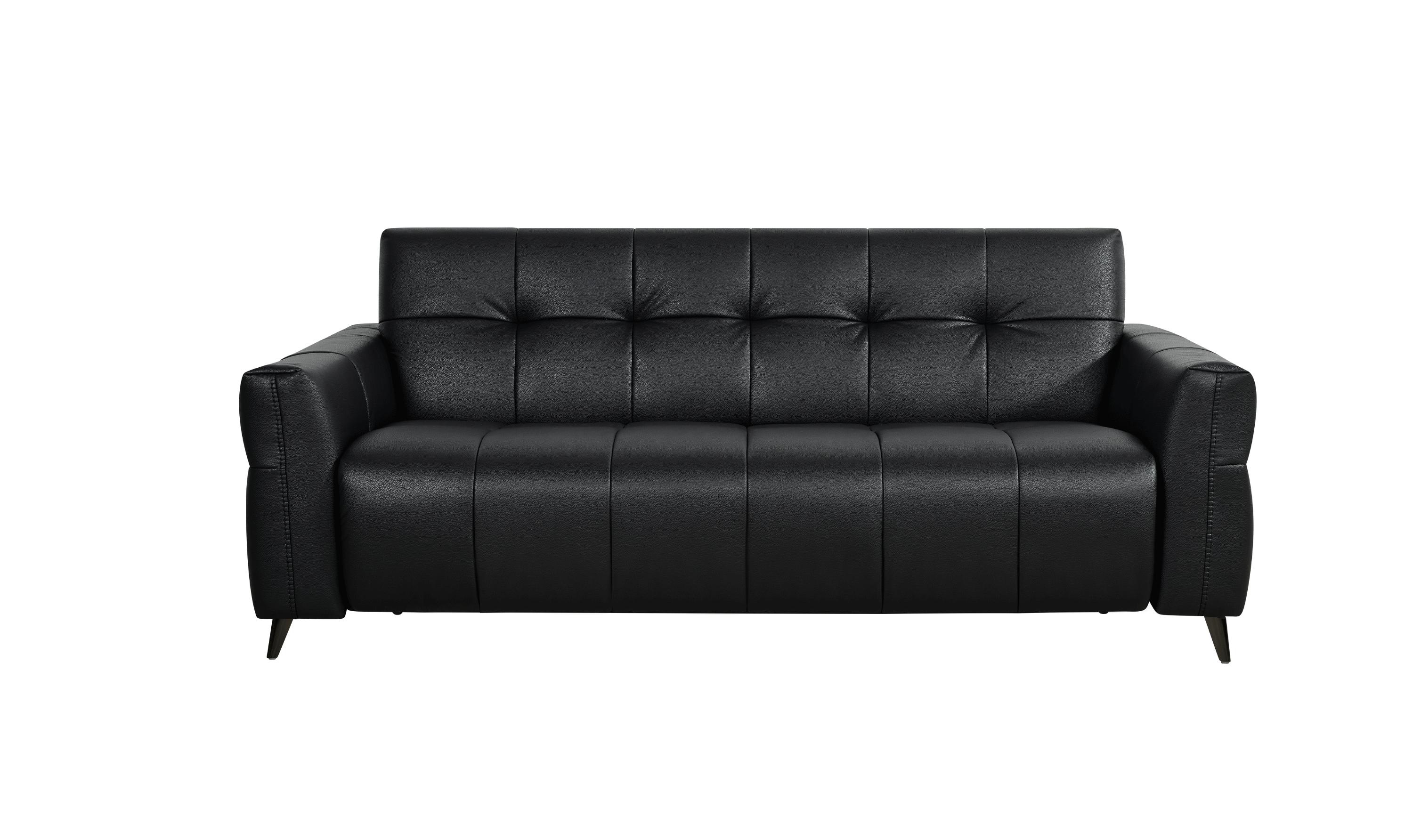 Klaussner Barrett Black Faux Leather Queen Sleeper Sofa with Padded Track Arms