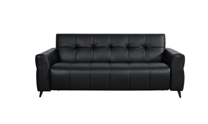 Klaussner Barrett Black Faux Leather Queen Sleeper Sofa with Padded Track Arms