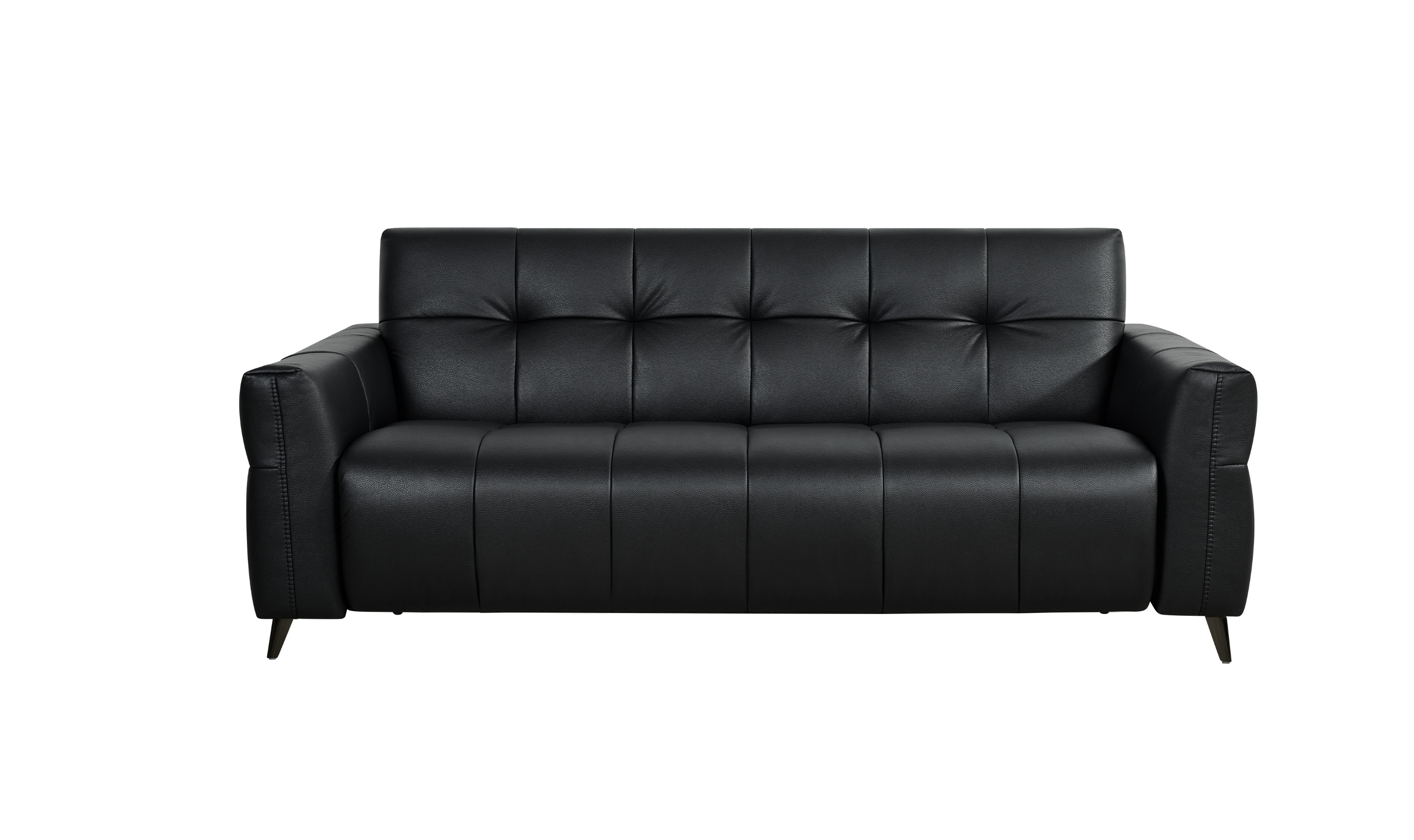 Klaussner Barrett Black Faux Leather Queen Sleeper Sofa with Padded Track Arms-Jennifer