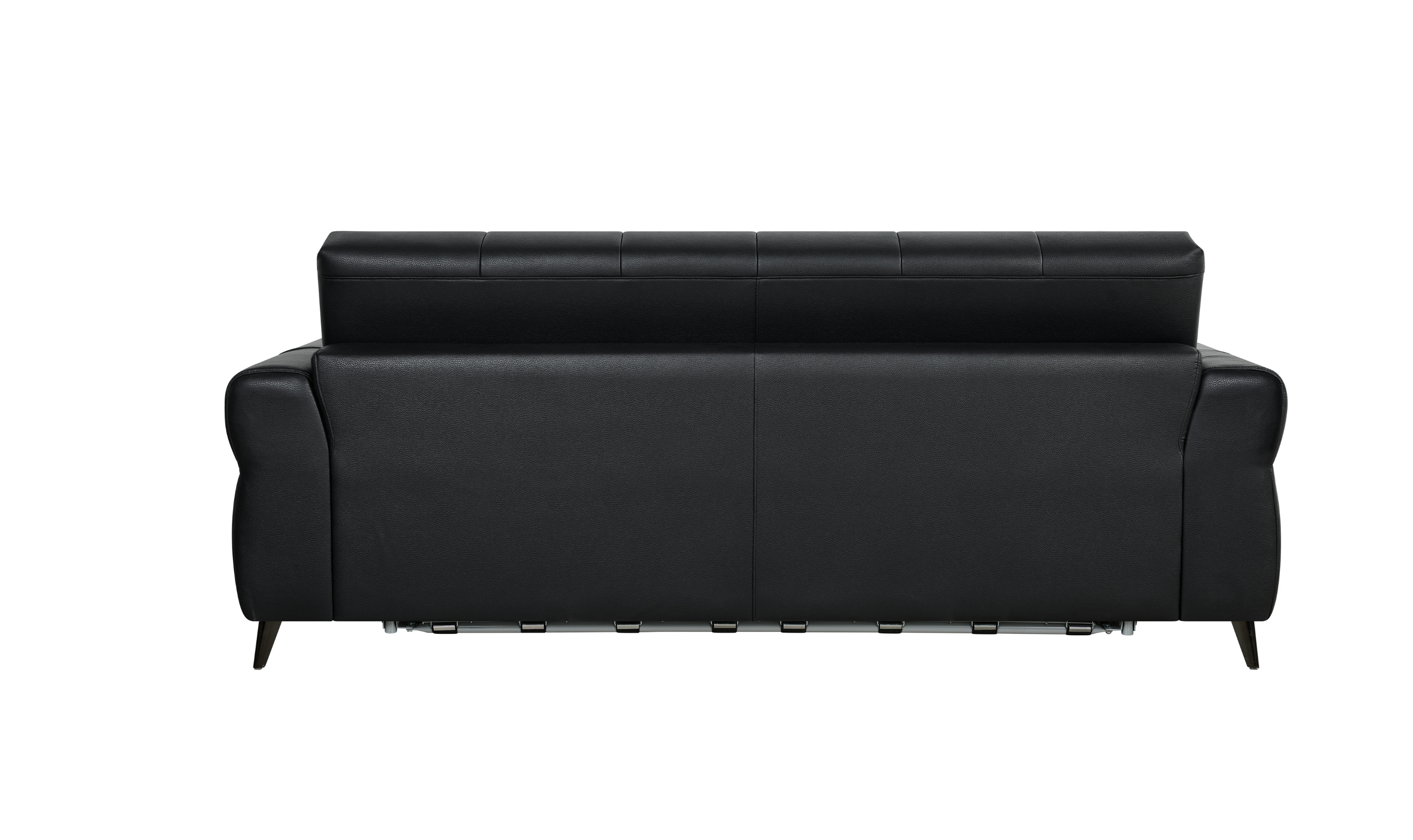 Klaussner Barrett Black Faux Leather Queen Sleeper Sofa with Padded Track Arms-Jennifer