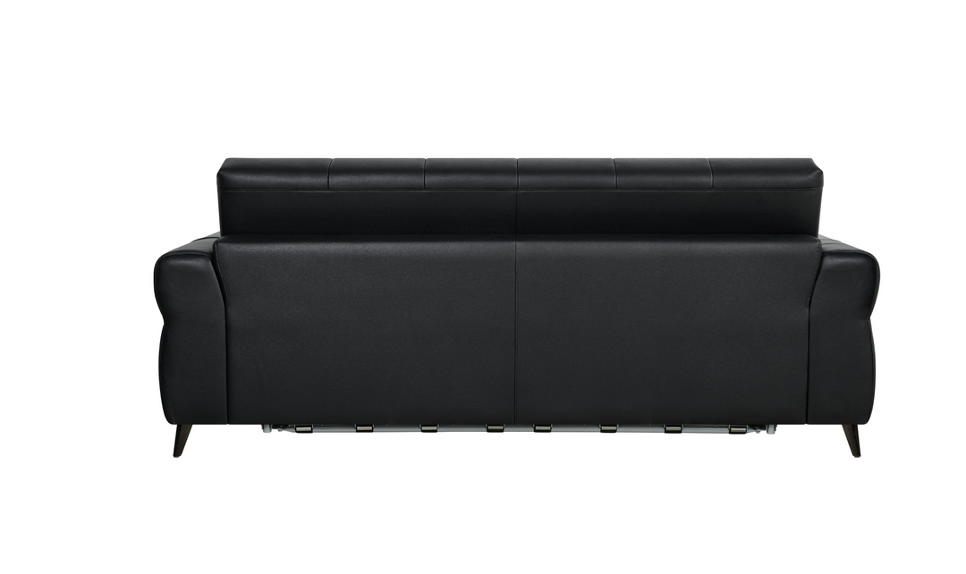 Klaussner Barrett Black Faux Leather Queen Sleeper Sofa with Padded Track Arms-Jennifer