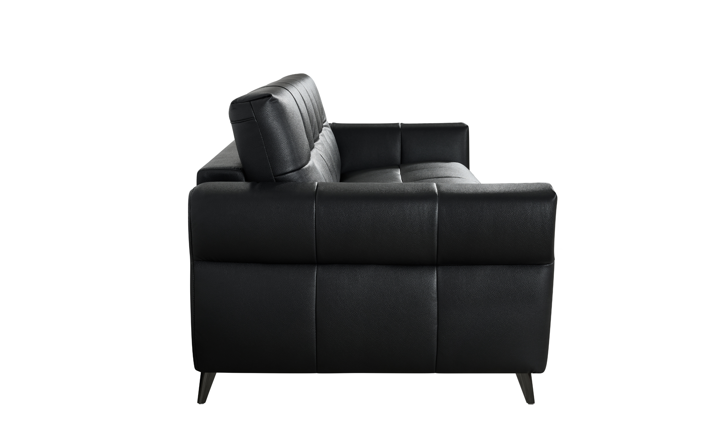 Klaussner Barrett Black Faux Leather Queen Sleeper Sofa with Padded Track Arms-Jennifer