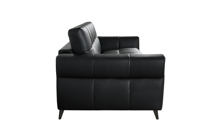 Klaussner Barrett Black Faux Leather Queen Sleeper Sofa with Padded Track Arms-Jennifer