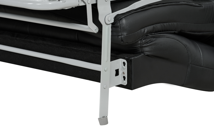 Klaussner Barrett Black Faux Leather Queen Sleeper Sofa with Padded Track Arms-Jennifer