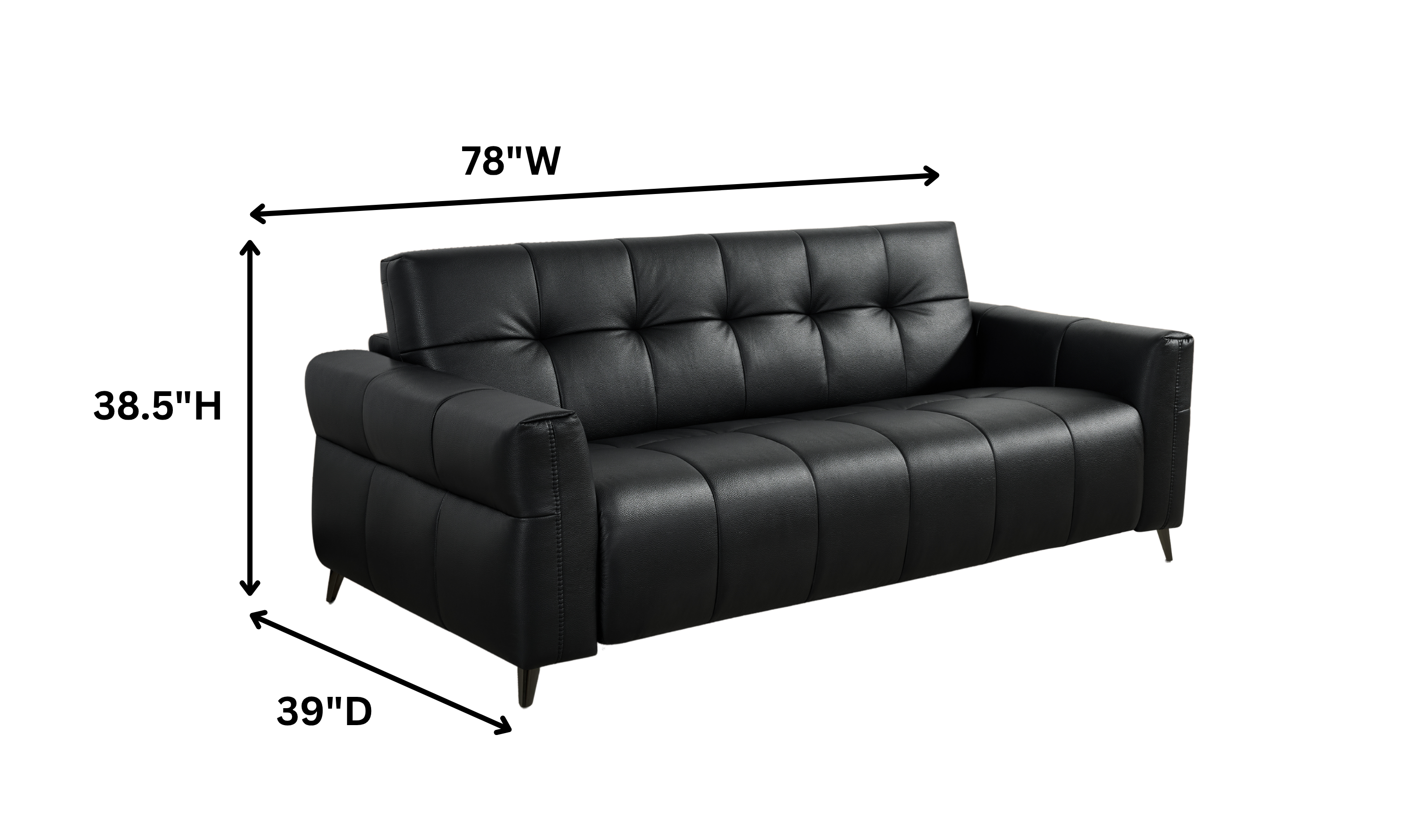 Klaussner Barrett Black Faux Leather Queen Sleeper Sofa with Padded Track Arms-Jennifer