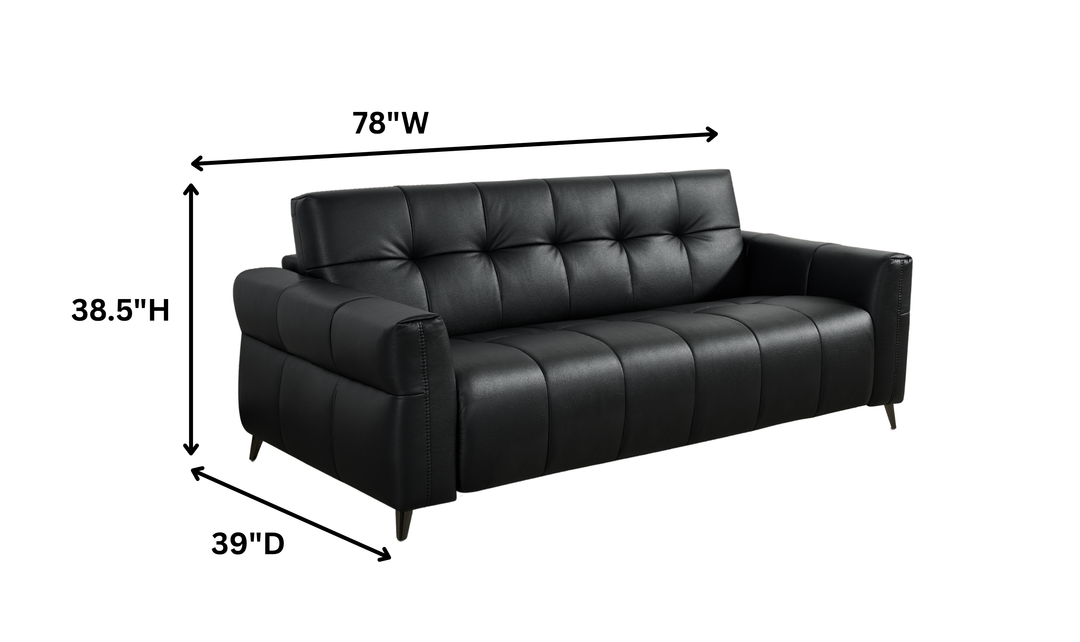 Klaussner Barrett Black Faux Leather Queen Sleeper Sofa with Padded Track Arms-Jennifer