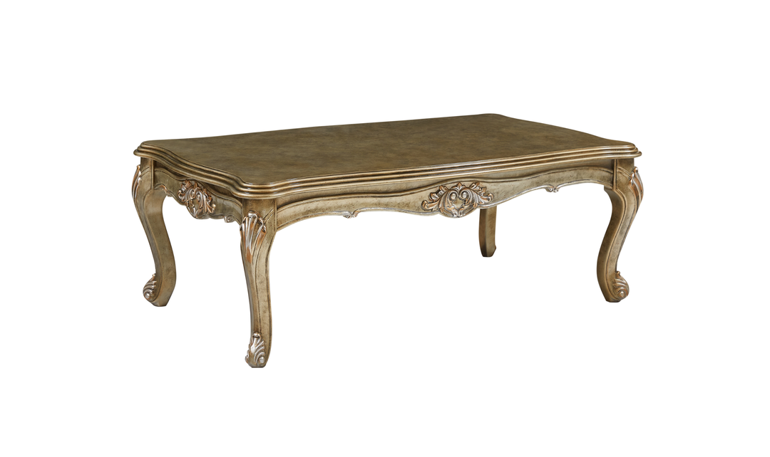 Klaussner Bellalynn Ornate Carved Center Coffee Table in Antique Brown-Jennifer Furniture