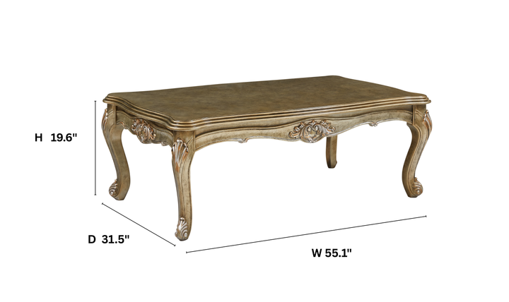 Klaussner Bellalynn Ornate Carved Center Coffee Table in Antique Brown-Jennifer Furniture