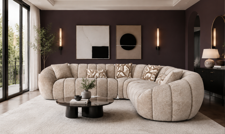 Klaussner Bellavista Fabric Sectional Sofa with Channel Tufted Seat-Jennifer Furniture