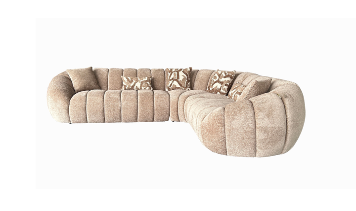 Klaussner Bellavista Fabric Sectional Sofa with Channel Tufted Seat-Jennifer Furniture