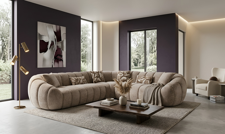 Klaussner Bellavista Fabric Sectional Sofa with Channel Tufted Seat-Jennifer Furniture