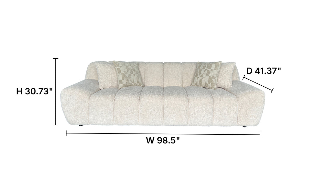 Klaussner Belluno Bouclé Fabric Sofa with Deep Tufted Seat