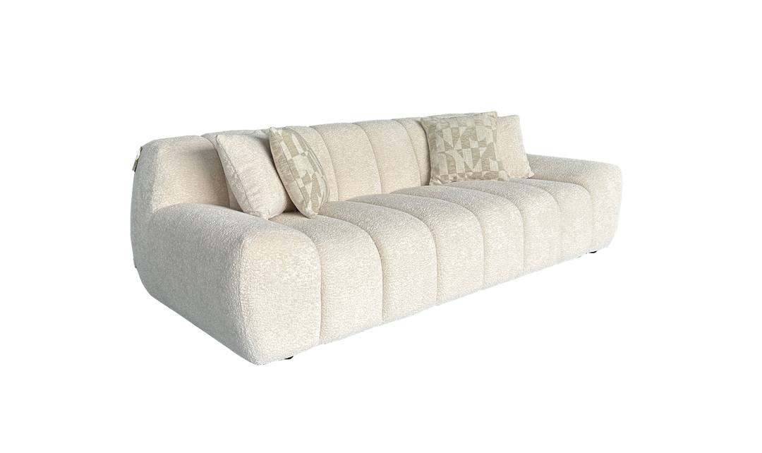 Klaussner Belluno Bouclé Fabric Sofa with Deep Tufted Seat