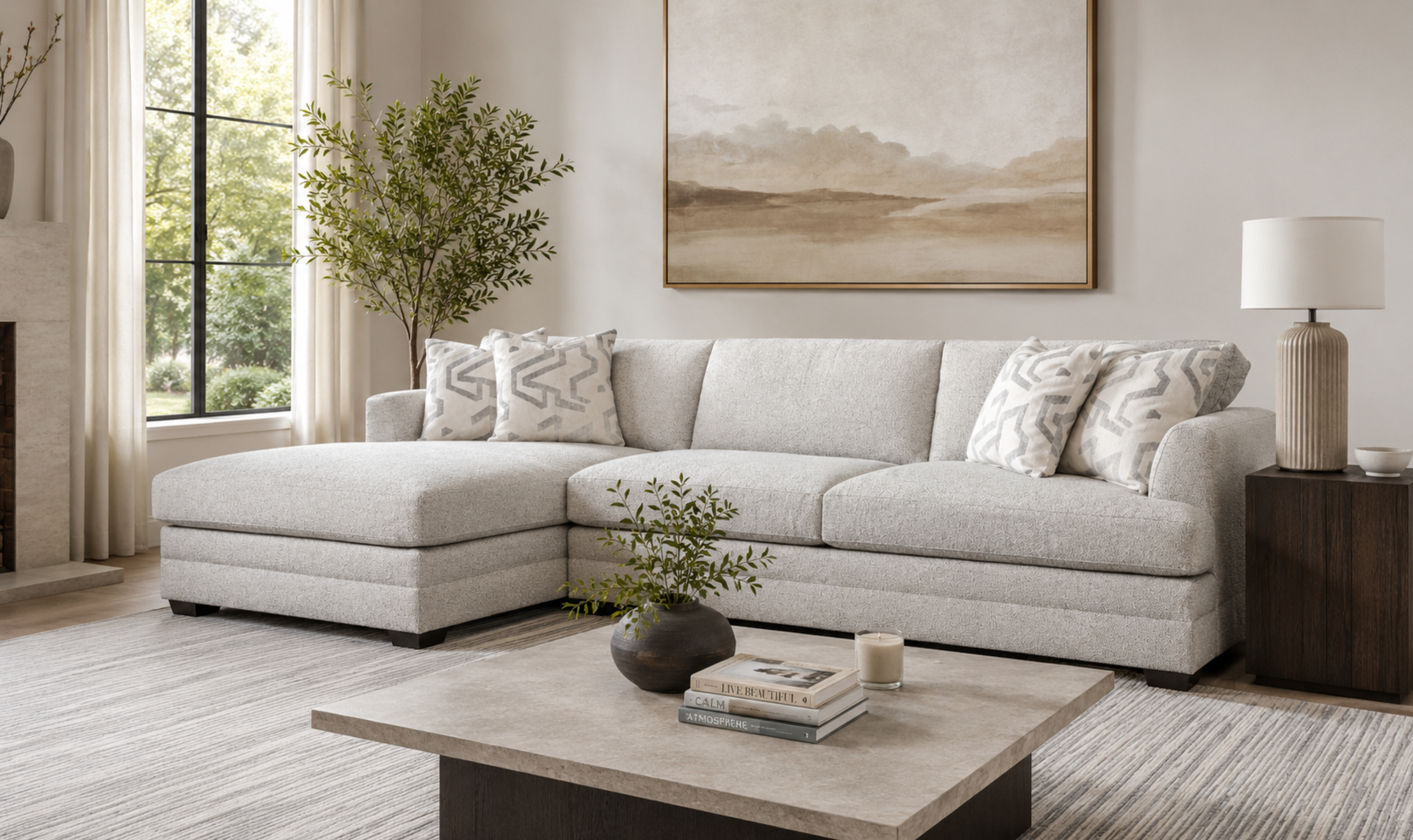 Klaussner Bentley Fabric Sectional Sofa with Track Arms-Jennifer Furniture