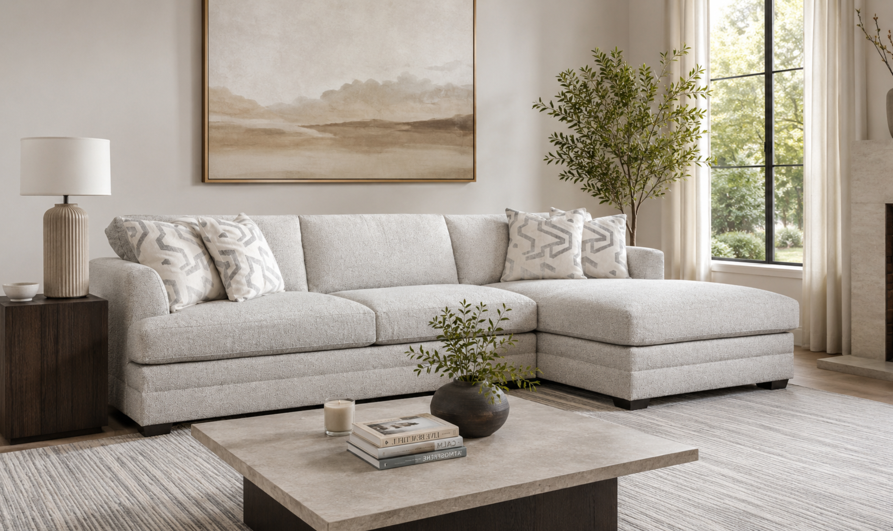 Klaussner Bentley Fabric Sectional Sofa with Track Arms-Jennifer Furniture