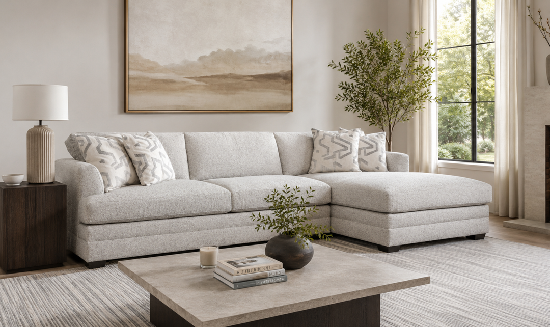 Klaussner Bentley Fabric Sectional Sofa with Track Arms-Jennifer Furniture