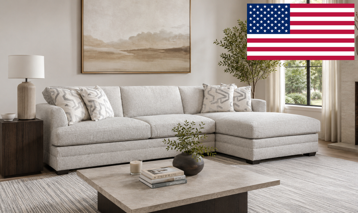Klaussner Bentley Fabric Sectional Sofa with Track Arms-Jennifer Furniture
