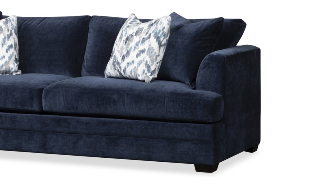 Klaussner Bentley Fabric Sofa with Accent Pillows in Blue-Jennifer Furniture