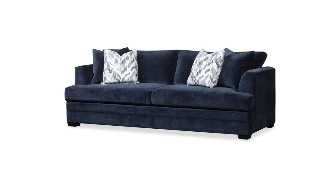 Klaussner Bentley Fabric Sofa with Accent Pillows in Blue-Jennifer Furniture