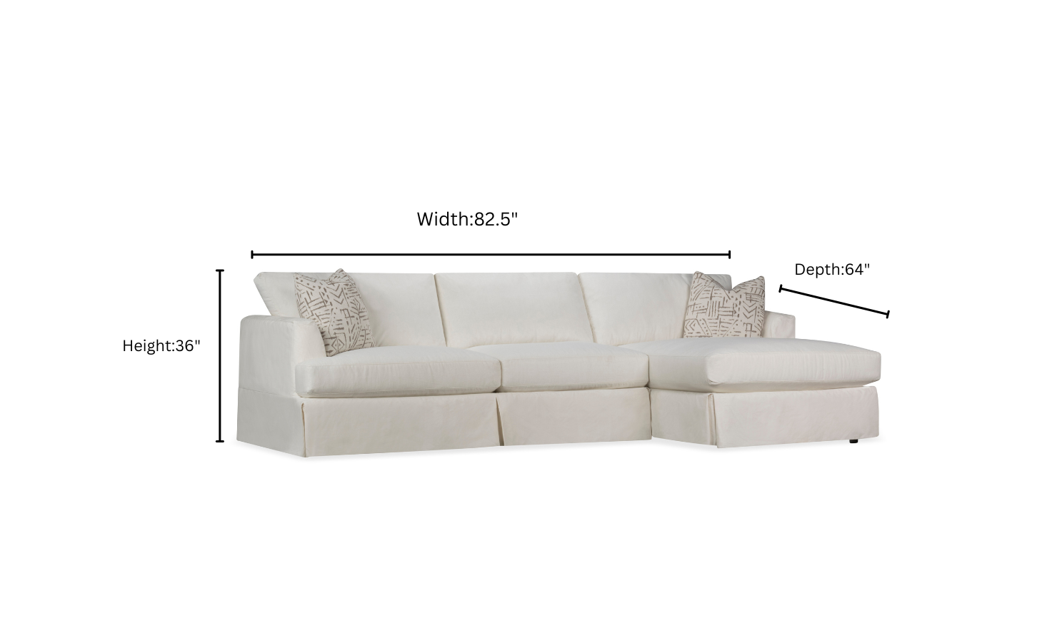 Klaussner Bentley Slipcover Fabric White Sectional Sofa with Track Arms