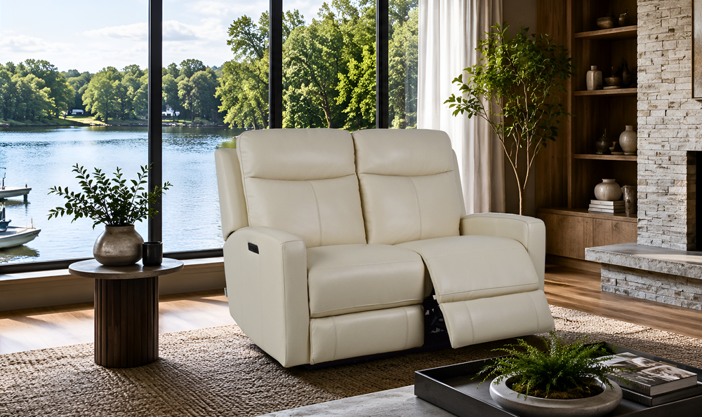 Klaussner Bento Leather Match Power Reclining Loveseat with USB Charging-Jennifer Furniture