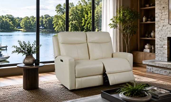 Klaussner Bento Leather Match Power Reclining Loveseat with USB Charging-Jennifer Furniture