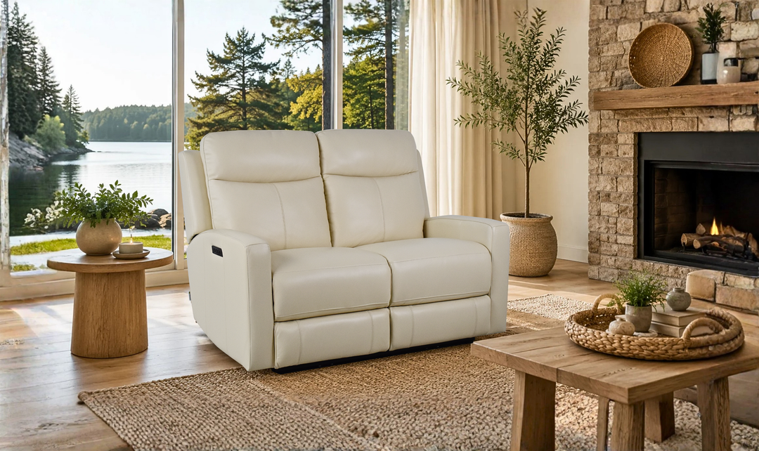 Klaussner Bento Leather Match Power Reclining Loveseat with USB Charging-Jennifer Furniture
