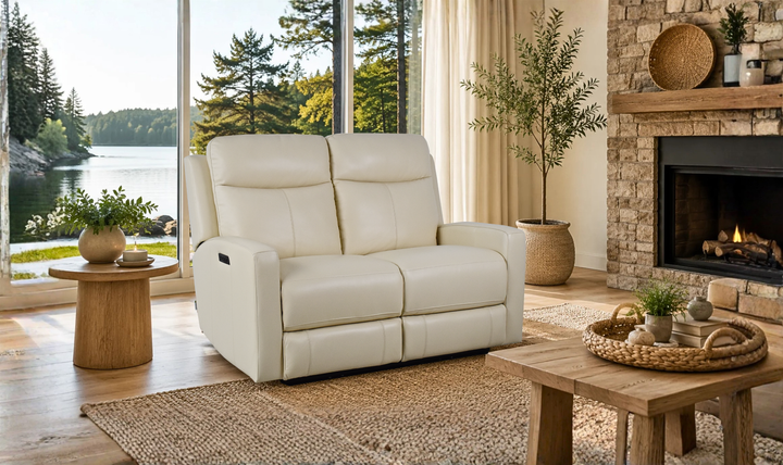 Klaussner Bento Leather Match Power Reclining Loveseat with USB Charging-Jennifer Furniture