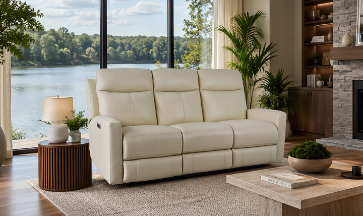 Klaussner Bento Leather Match Power Reclining Sofa with USB Charging-Jennifer Furniture