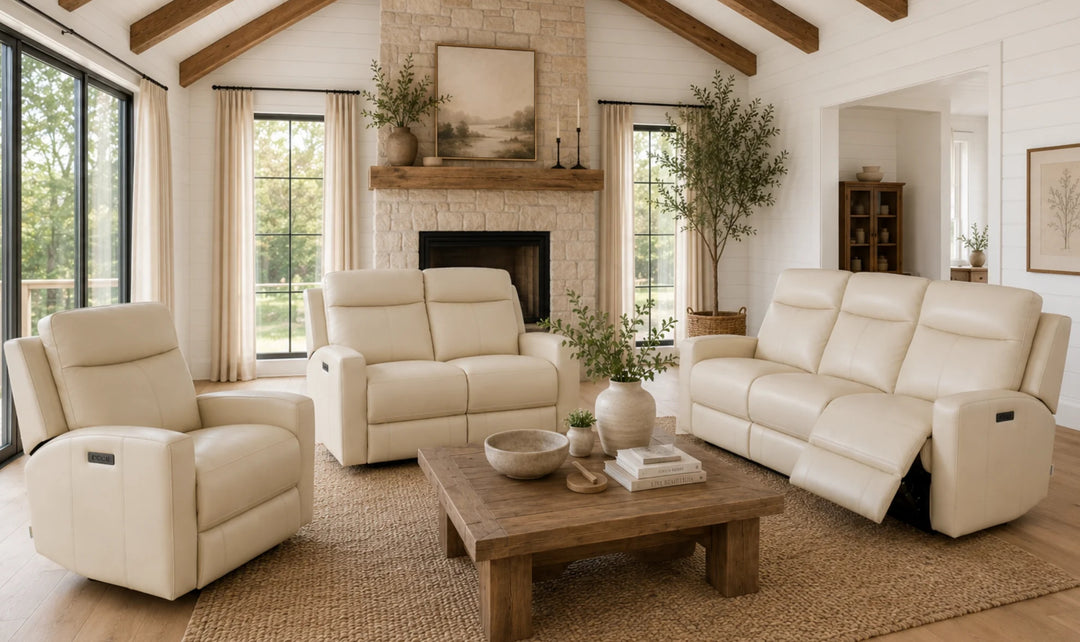Klaussner Bento Leather Reclining Living Room Set with USB Port