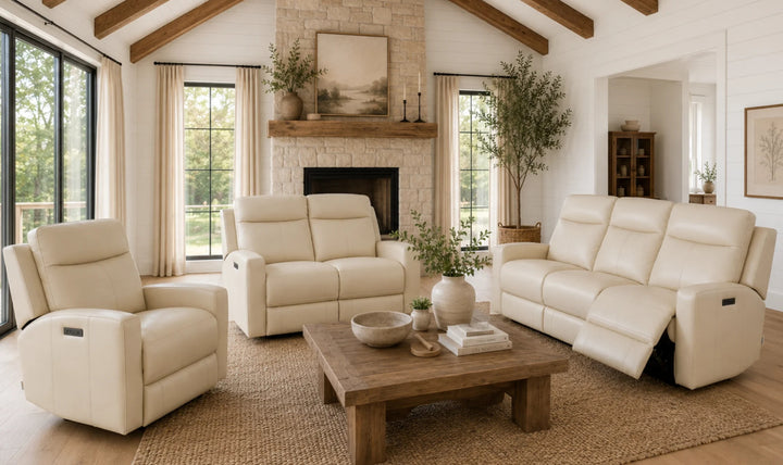 Klaussner Bento Leather Reclining Living Room Set with USB Port