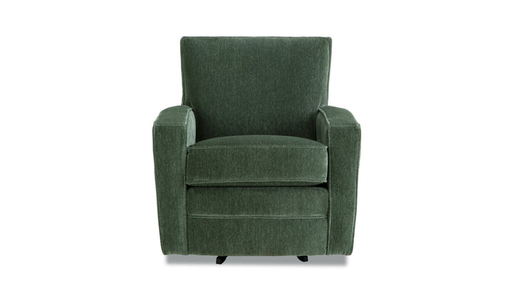 Klaussner Bradford Fabric Contemporary Swivel Chair with Track Arm-Jennifer Furniture