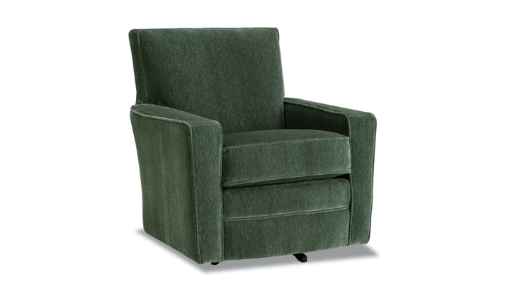Klaussner Bradford Fabric Contemporary Swivel Chair with Track Arm-Jennifer Furniture
