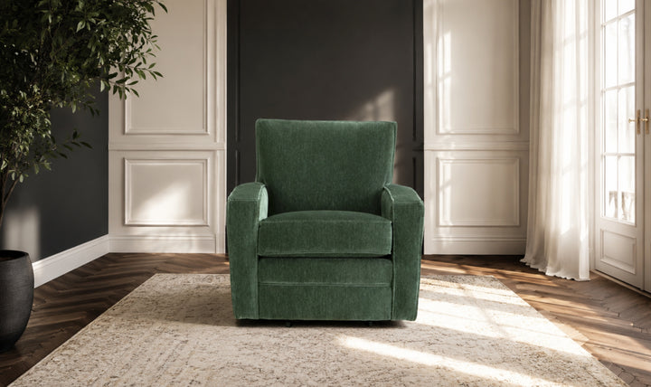 Klaussner Bradford Fabric Contemporary Swivel Chair with Track Arm-Jennifer Furniture