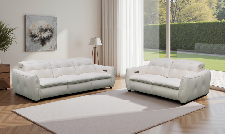 Klaussner Bravino Leather Motion Power Reclining Sofa with USB Ports